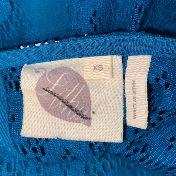 Anthro Lilka Crochet Lace Cutout Panel Bright Blue A-Line Swing Dress w/Pockets - Picture 7 of 11